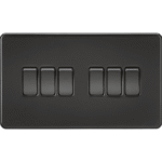 Knightsbridge Switches and Sockets SF4200MBB Screwless 6G 2W Switch in Matt Black