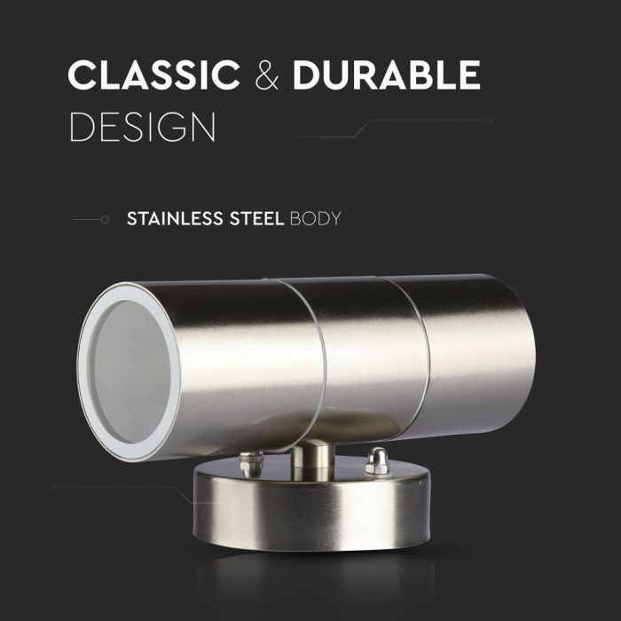 VT-7622 2 WAY GU10 UP-DOWN WALL FITTING, STAINLESS STEEL BODY- IP44 - Image 3