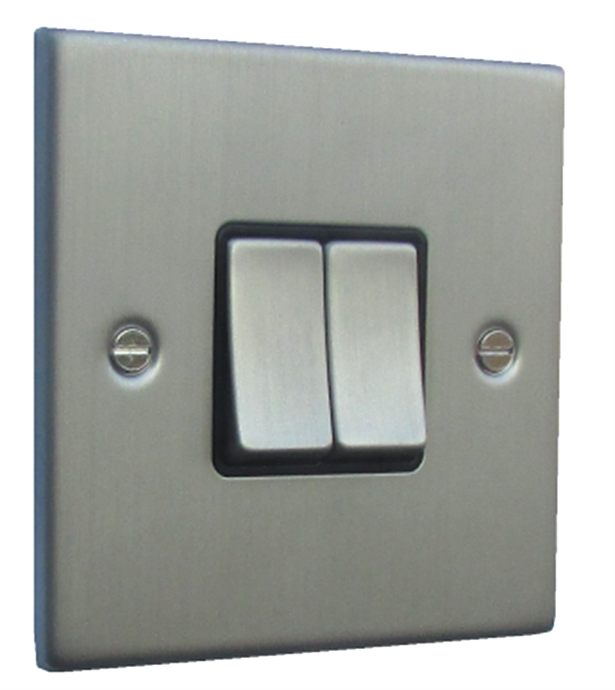 CNM304BKM- 2 Gang Switch Daytona Satin Chrome