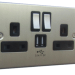 Daytona Satin Chrome 2 Gang SP Socket with USB Point