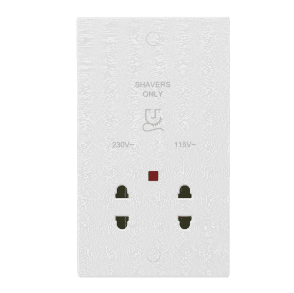 Quattro Dual Voltage Shaver Socket in White – Ameco Electrical Services Ltd