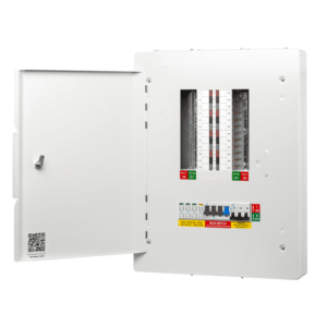 WTPN08-125 8 Way 3 Phase Distribution Board with 4 Pole 125A Main Switch, Type 2 SPD and a Triple Pole 32A MCB