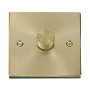 Decorative 1G 100w LED Dimmer Switch in Satin Brass